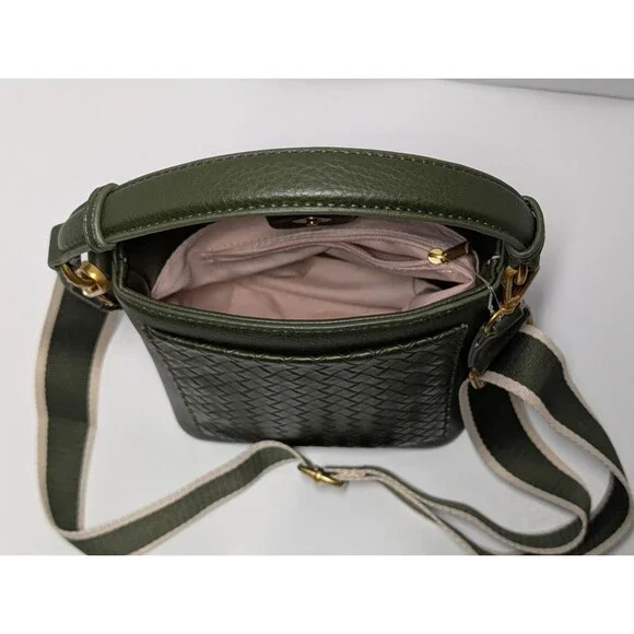 Style & Co Mini Woven Bucket Bag Womens Crossbody Purse Green New With Tags - Picture 14 of 16